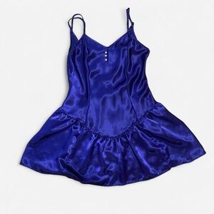 Sleek Midnight Blue Satin Chemise